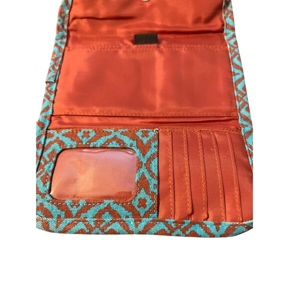 Kavu Trendy Geometric Print Wallet Blue Brown Trifold Zip Pocket ID Holder READ - Picture 8 of 8